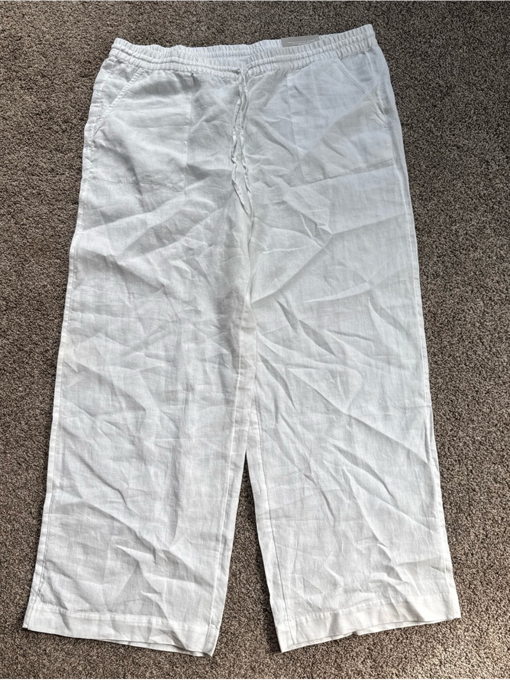Nwt Chico’s Women’s US 18R White 100% Linen Wide Leg Pants Retail $119